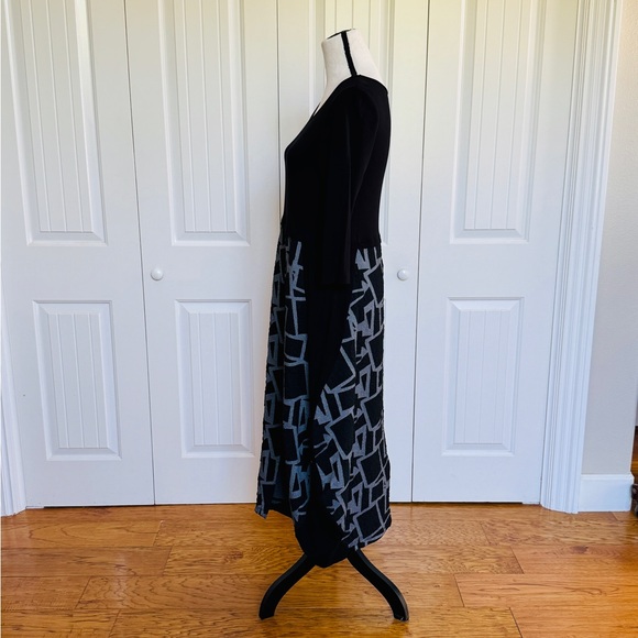 NWT KOZAN Artsy Black & Gray Geometric Print Dress Avant Garde Style Women XS - Picture 4 of 13